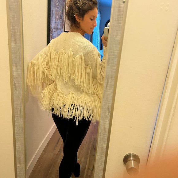Cream Fringe Sweater - Blue B - Boho, comfy, soft - Picture 3 of 8